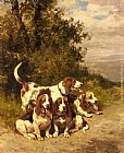 Charles Olivier De Penne Hunting Dogs on a Forest Path painting